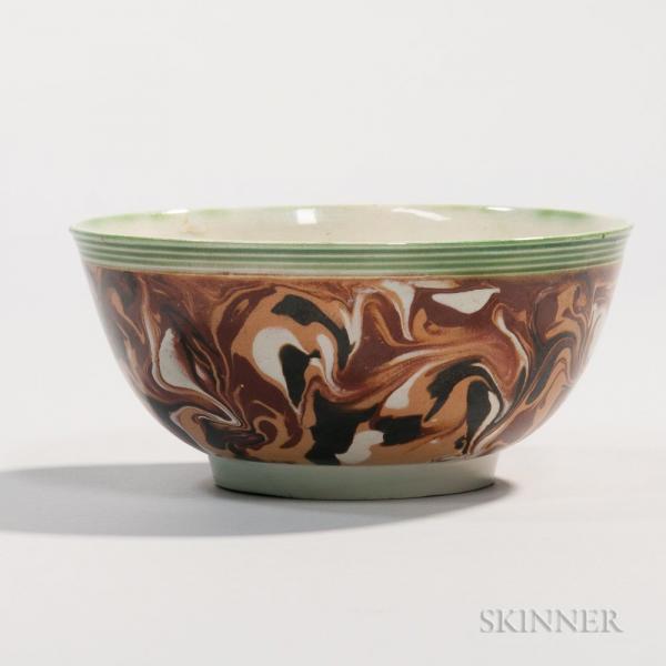 Slip-marbled Creamware Slop Bowl